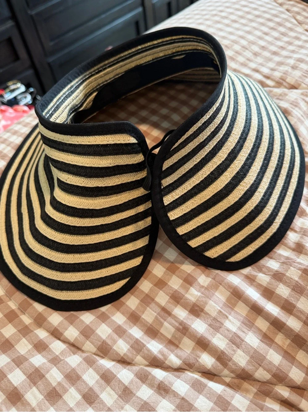 Striped Black and Cream Women's Visor - Stylish Sun Protection
